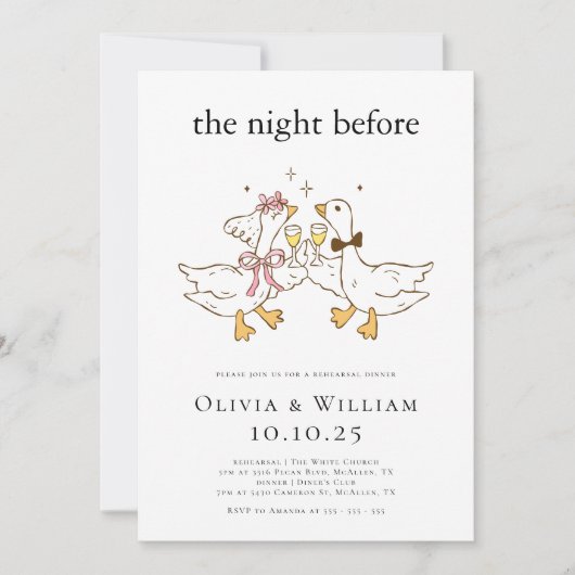 Invitation Dîner de répétition de Silly Goose Funny (Devant)