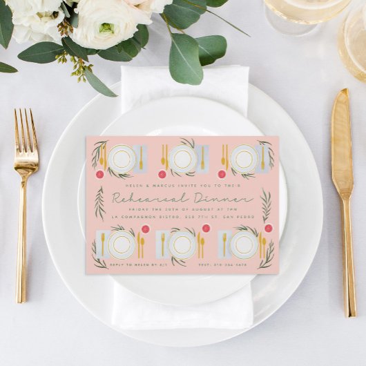 Invitation Dîner de répétition de table illustré