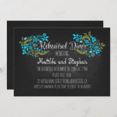 Invitation dîner de répétition de tableau floral turquoise (Devant / Derrière)