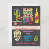 Invitation Dîner de répétition de tableau noir Fiesta mexicai (Devant)