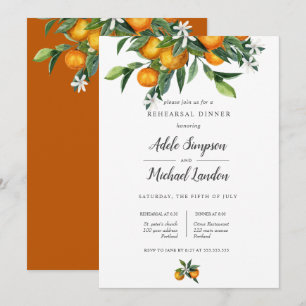 Invitation Dîner de répétition de Tangerine Orange Citrus