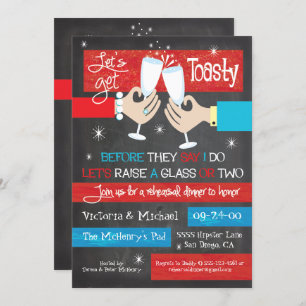 Invitation Dîner de répétition de toast de Champagne Retro Ch