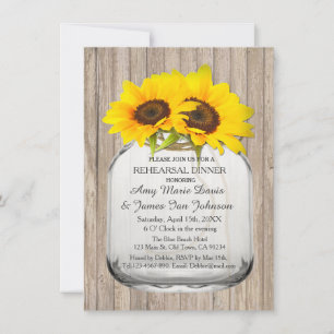 Invitation Dîner de répétition de tournesol de jarre Mason6