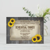 Invitation Dîner de répétition de tournesol en bois de grange (Debout devant)