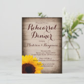 Invitation Dîner de répétition de tournesol en bois rustique (Debout devant)