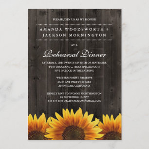 Invitation Dîner de répétition de tournesol rustique Invitati