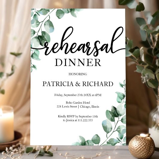 Invitation Dîner de répétition de verdure