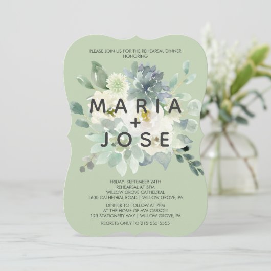 Invitation Dîner de répétition de verdure (Debout devant)