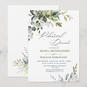 Invitation Dîner de répétition de verdure d'eucalyptus à l'aq