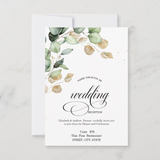 Invitation Dîner de répétition de verdure d'eucalyptus botani (Devant)