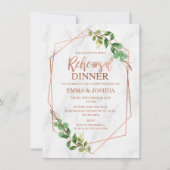 Invitation Dîner de répétition de verdure géométrique en or R (Devant)