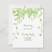 Invitation Dîner de répétition de verdure Watercolo Wreath (Dos)