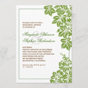 Invitation dîner de répétition de vignobles verts et blancs i