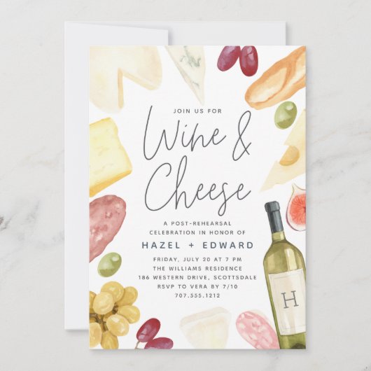 Invitation Dîner de répétition de vin et de fromage de charcu (Devant)