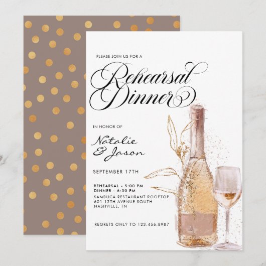 Invitation Dîner De Répétition De Vins Moderne Et Élégant (Devant / Derrière)