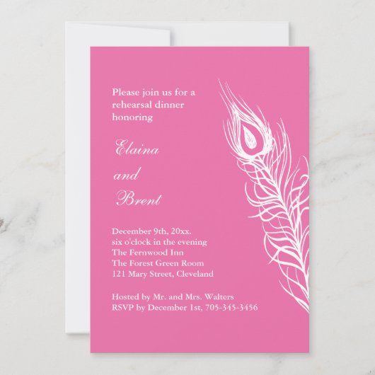 Invitation Dîner de répétition de vos plumes de queue 1 (Devant)