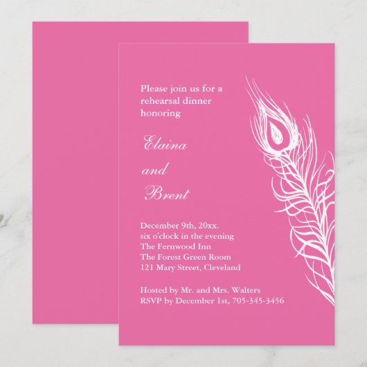 Invitation Dîner de répétition de vos plumes de queue 1 (Devant / Derrière)