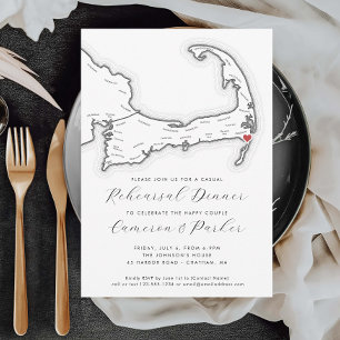 Invitation Dîner de répétition Décontracté de Chatham MA Mari