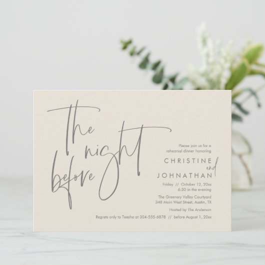 Invitation Dîner De Répétition décontracté, La Nuit Avant (Debout devant)