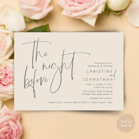 Invitation Dîner De Répétition décontracté, La Nuit Avant