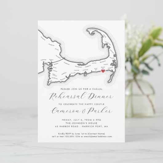 Invitation Dîner de répétition Décontracté Mariage Harwich Po (Debout devant)