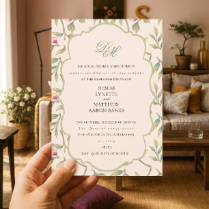 Invitation Dîner de répétition délicieuse de fleurs