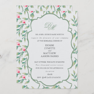 Invitation Dîner de répétition délicieuse de fleurs