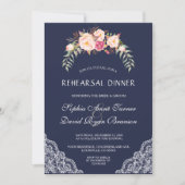 Invitation Dîner de répétition Dentelle Charm Blush Rose Fleu (Devant)