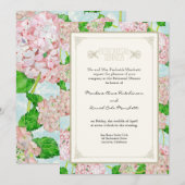 Invitation Dîner de répétition - dentelle rose d'hortensia (Devant / Derrière)