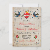 Invitation Dîner de répétition des coeurs flamboyants de tato (Devant)