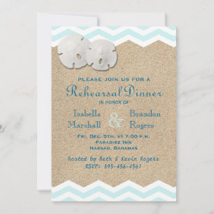 Invitation Dîner de répétition des dollars de sable de plage