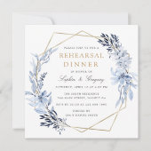 Invitation Dîner de répétition des Feuilles de couleur or géo (Devant)