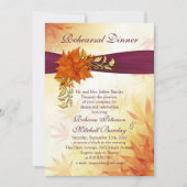 Invitation Dîner de répétition des feuilles d'Orange et d'or (Devant)