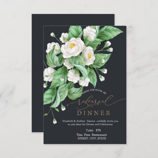Invitation Dîner de répétition des fleurs blanches (Devant / Derrière)