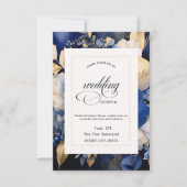 Invitation Dîner de répétition des fleurs de crème bleue de l (Devant)