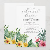 Invitation Dîner de répétition des fleurs tropicales d'aquare (Devant / Derrière)