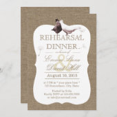 Invitation Dîner de répétition des Inséparables de Burlap rus (Devant / Derrière)