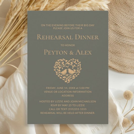 Invitation Dîner de répétition des Inséparables du Coeur vert