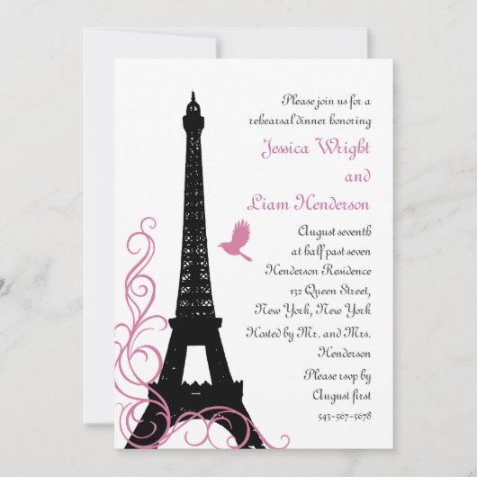 Invitation Dîner de répétition des Inséparables noirs Invitat (Devant)