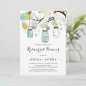 Invitation Dîner de répétition des jarres Mason bleu clair et (Debout devant)