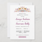 Invitation Dîner de répétition des mariages de fleurs indienn (Devant)