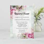 Invitation Dîner de répétition des Mariages rose et Roses flo (Debout devant)