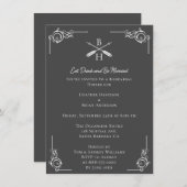 Invitation Dîner de répétition des monogrammes et flèches gri (Devant / Derrière)