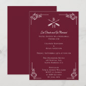 Invitation Dîner de répétition des Monogrammes et flèches rou (Devant / Derrière)