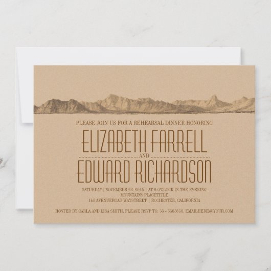 Invitation Dîner de répétition des montagnes (Devant)