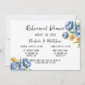 Invitation Dîner de répétition des Peonies Bleues et des Fête (Devant)