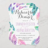 Invitation Dîner de répétition des plumes d'aquarelle peinte (Devant / Derrière)