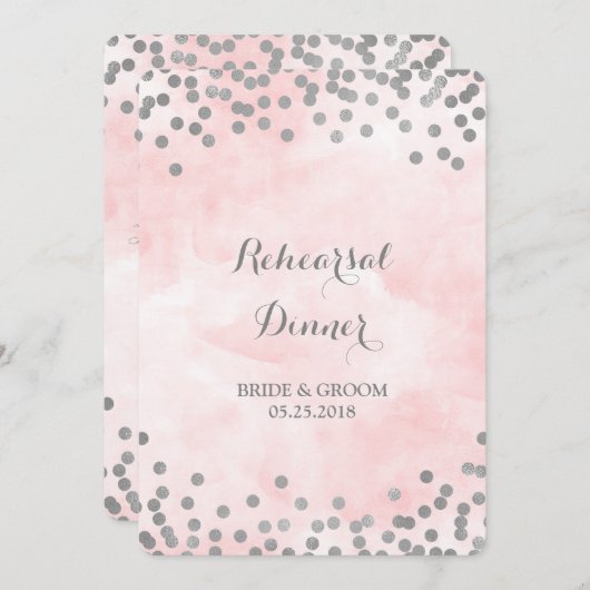 Invitation Dîner de répétition des points d'argent de couleur (Devant / Derrière)