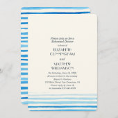 Invitation Dîner de répétition des rayures d'aquarelle bleu m (Devant / Derrière)
