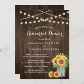 Invitation Dîner de répétition des Tournesols rustiques (Devant / Derrière)